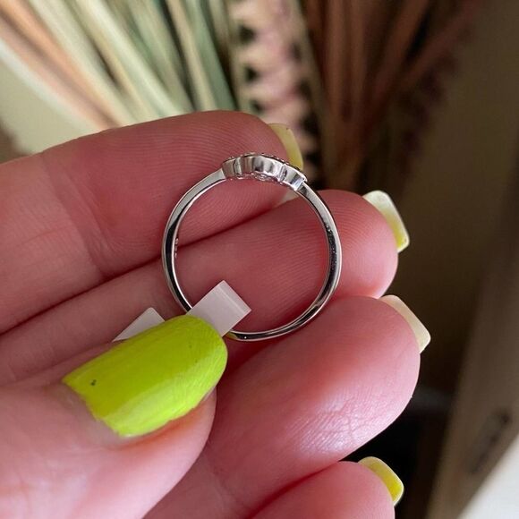 Cross White Gold Sterling Silver CZ Ring - Picture 6 of 7